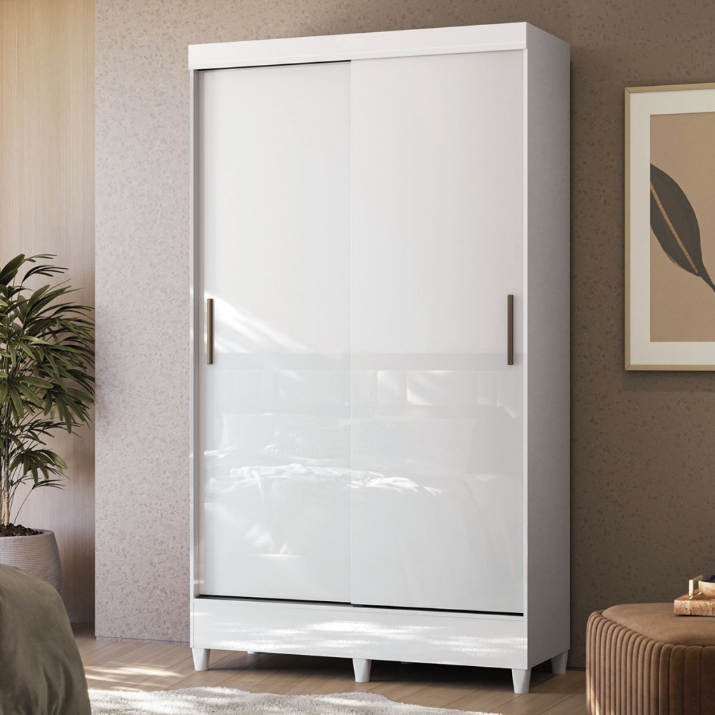 Guarda-Roupa Solteiro Lux 2 Portas 2 Gavetas Branco - Pnr Móveis em Oferta na Shopee