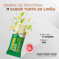 Barra de proteína super bar torta de limão 45g topway caixa com 12 unidades