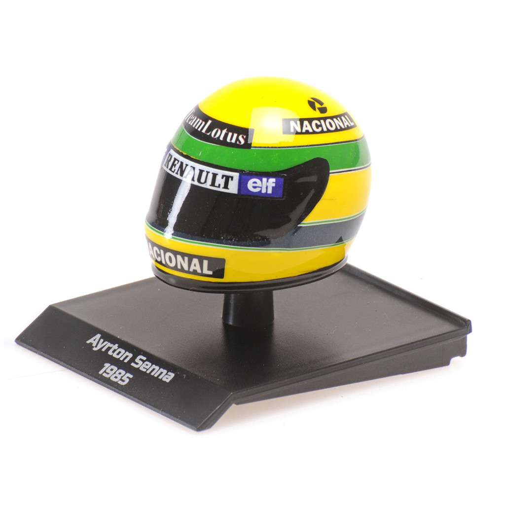 Miniatura Capacete Ayrton Senna 1985 - John Player Lotus 97T - Minichamps - 1:10
