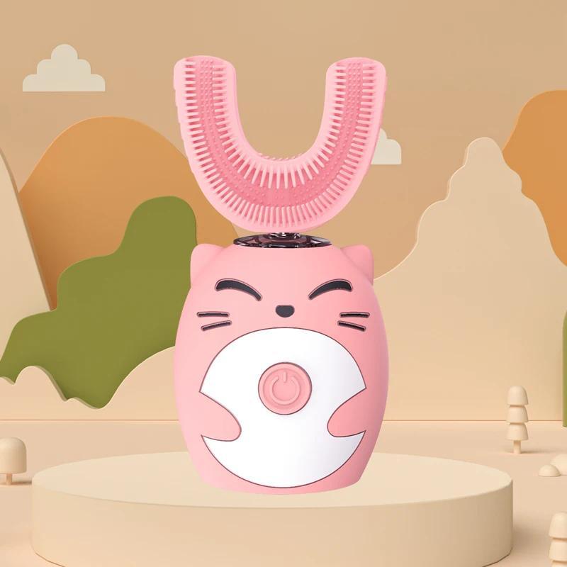 Escova de Dentes Elétrica 360 Graus para Crianças, Escova Sônica Inteligente em Forma de U, Ultrassônica, Clareadora de 