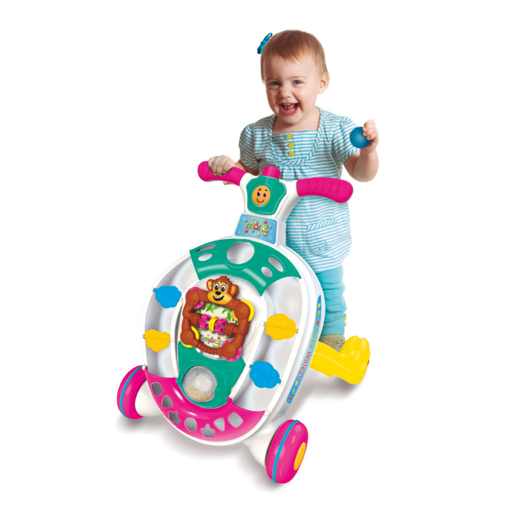Andador Didático Empurrador Baby Walker Rosa Maral