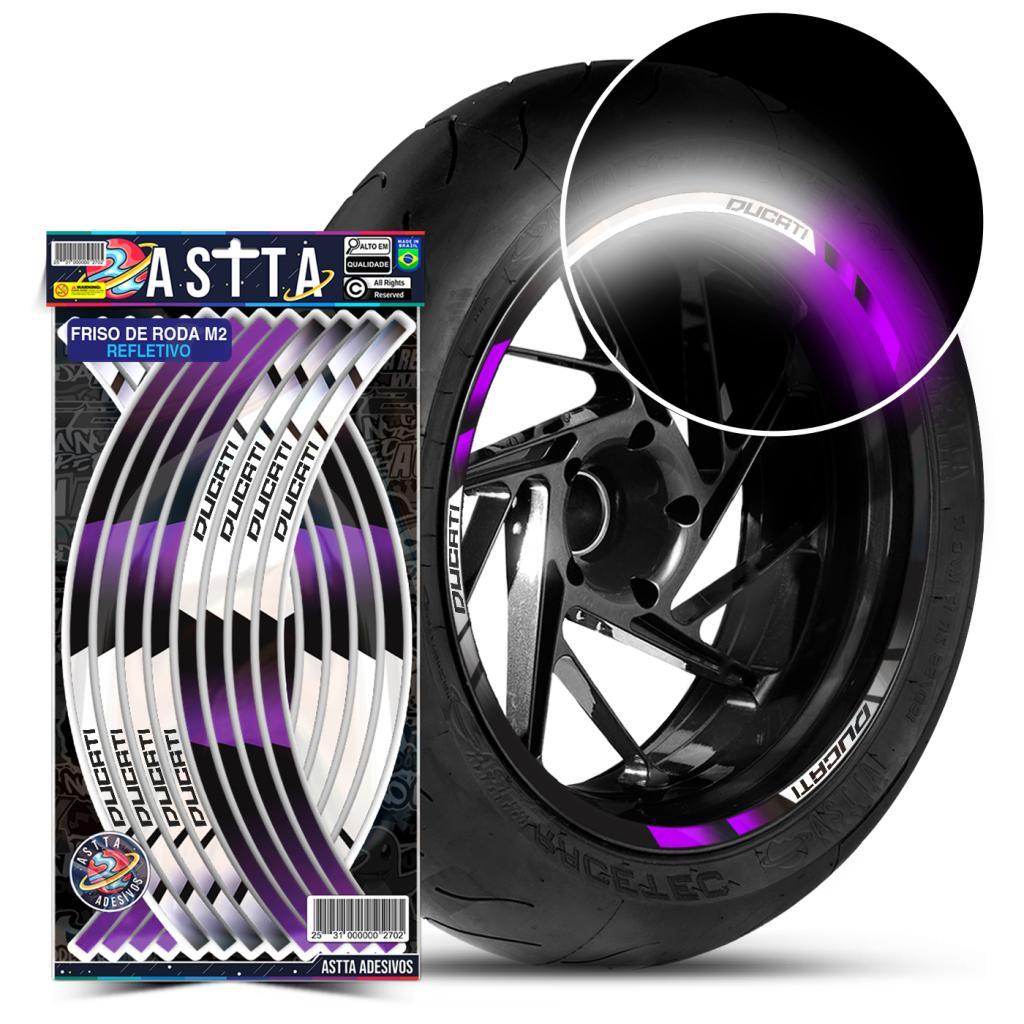 Adesivos Friso de Roda Kit M2 Compativel com Ducati Cores Refletivo Aro 13 ao 22 8mm Kit Completo Filete Moto