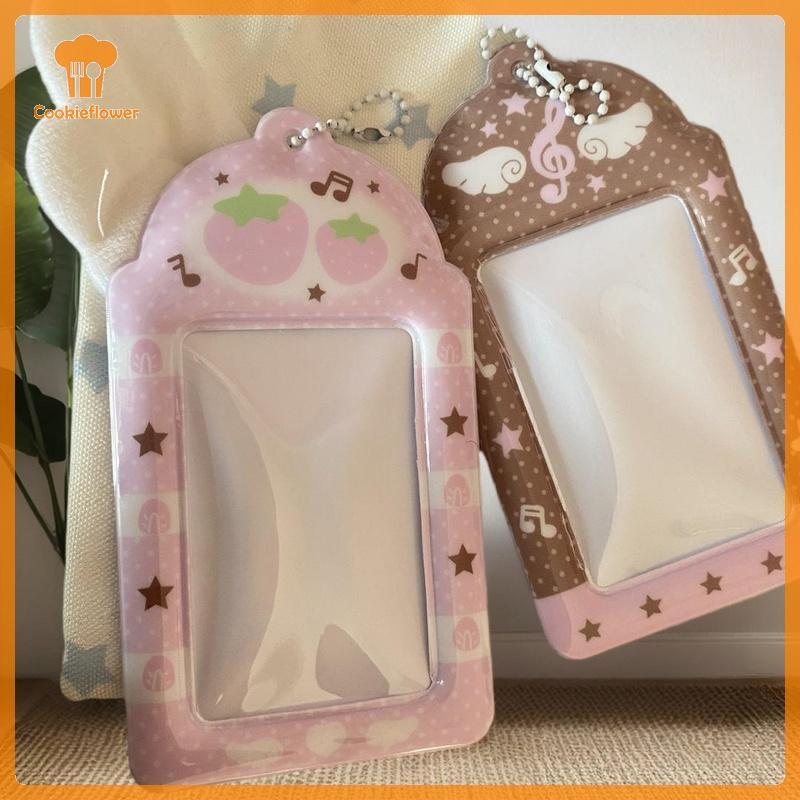 CKFR 1 Pçs Grade Morango 3 Polegada Photocard Titular Doce Rosa Notas Capa De Cartão Display Pingente Pequeno Do DIY INS