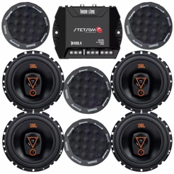 Kit 4 Alto Falantes 6 JBL 6TRMS80 Multisystem 320W com 4 Anel Acustíco e Módulo Stetsom IR400.4 400W