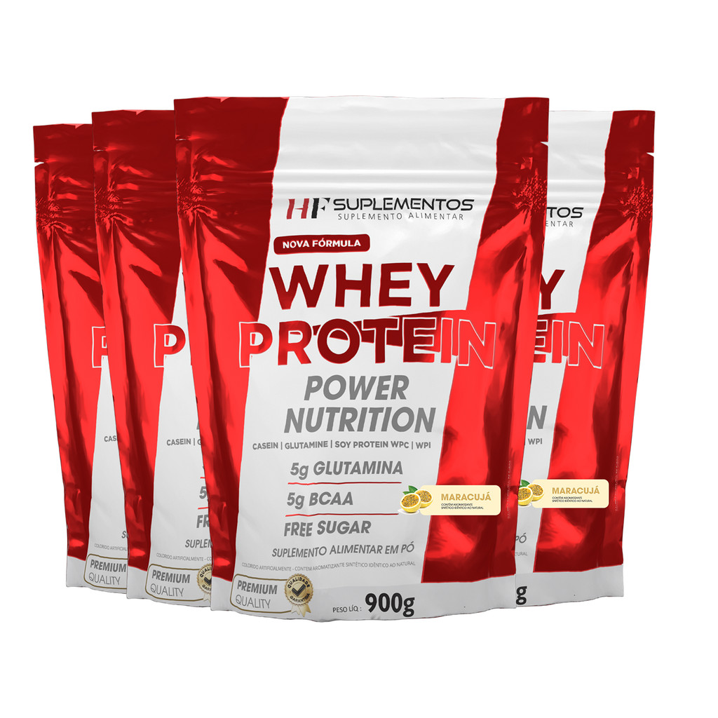 4X WHEY PROTEIN POWER NUTRITION 900G MOUSSE MARACUJÁ HF SUPLE