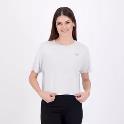 Camiseta Cropped New Balance Drapey Feminina Cinza