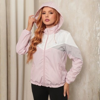 Corta Vento Feminino Impermeável Jaqueta Forrada Premium Academia Treino Capuz Removível Multicolor