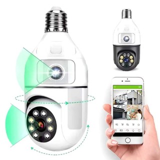 Câmera Lâmpada Lente Dupla APP IC Noturna HD Wifi Giratória câmera 360 grau wifi