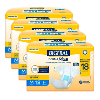 Kit 4 Fralda Bigfral Derma Plus Econômica M 18 Unidades em Oferta na Shopee