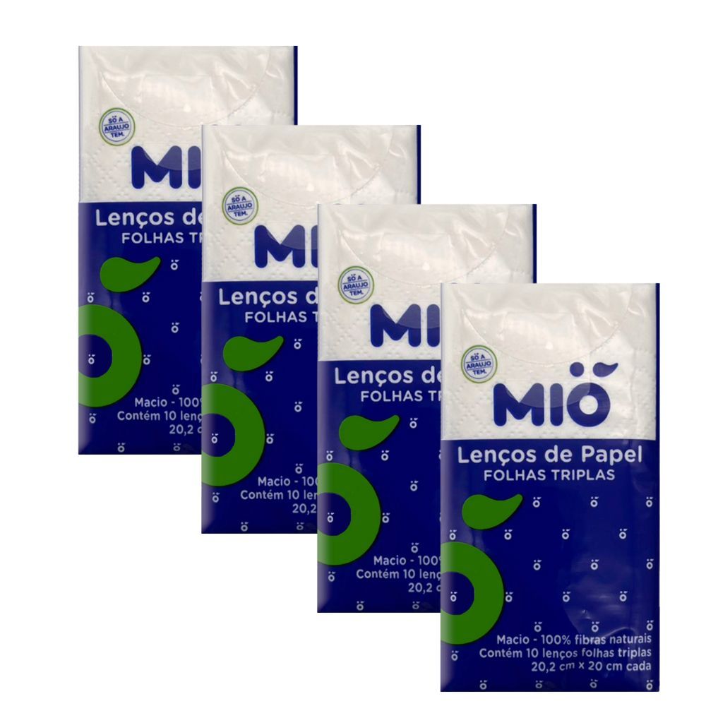 Kit 4 Lenço de Papel Mió de Bolso Folhas Tripla 10 Unidades em Oferta na Shopee