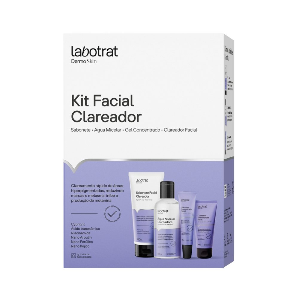 Kit Clareador Facial Labotrat - Sabonete Facial 100ml + Água Micelar 110ml - Gel Concentrado 15g + Clarador Facial 30g em Oferta na Shopee