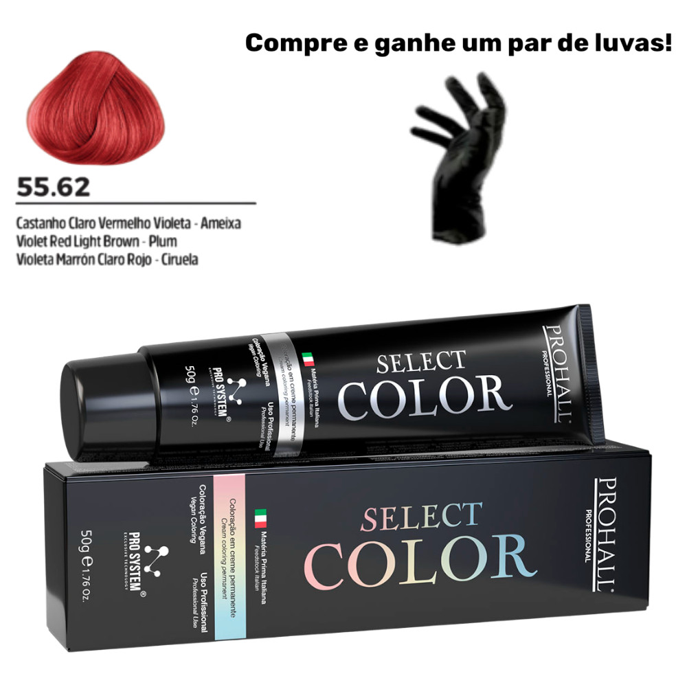 Coloração Permanente Select Color Nº55.62 Vermelho Ameixa Prohall 50g