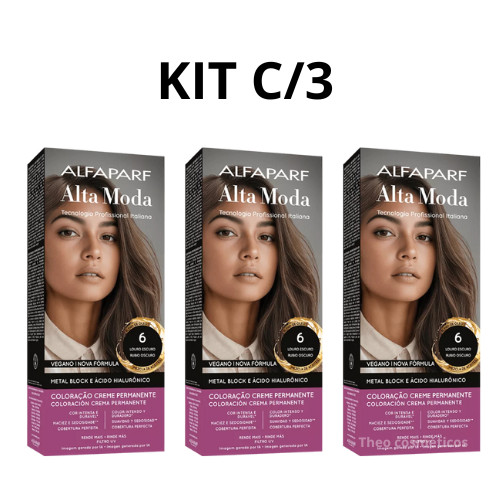 Coloração Alta Moda Alfaparf Kit C/3- 6 Chá (Louro Escuro) em Oferta na Shopee