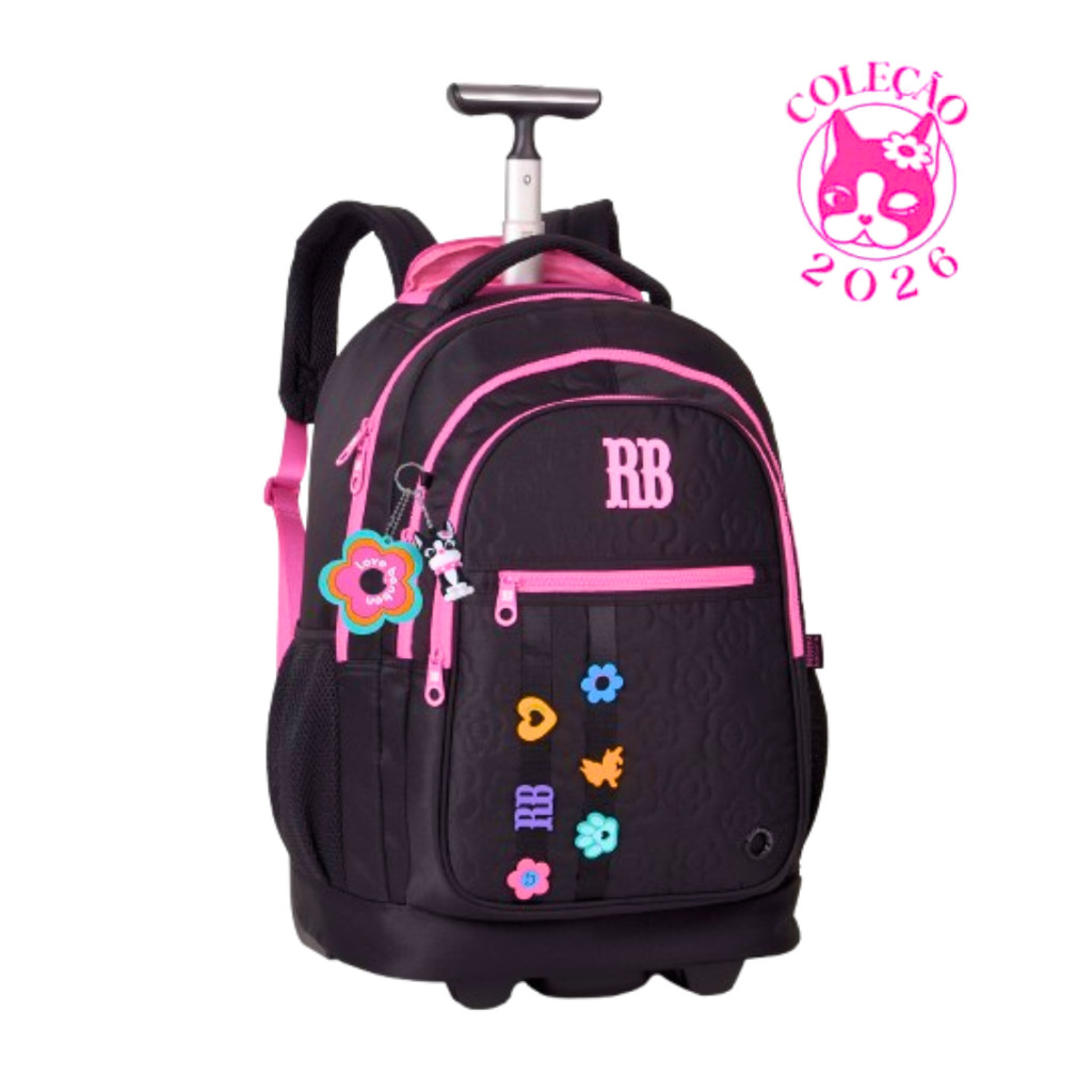 Mochila de Rodinhas Rebecca Bonbon Flower Power - Clio Style Cor:Preto em Oferta na Shopee