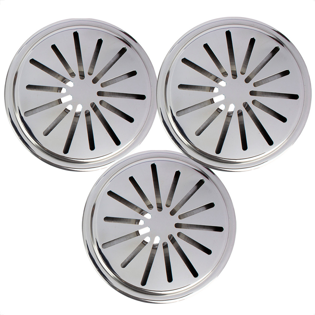 Kit 3 Ralos De Fundo Para Piscina Anti Turbilhão em Aço Inox Dreno Encaixe 50mm