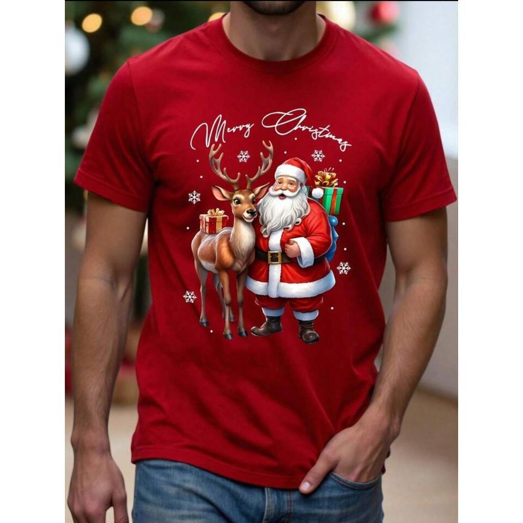 Camiseta Papai Noel Rena Merry Christmas Presente Festa Natal Faby shop moda