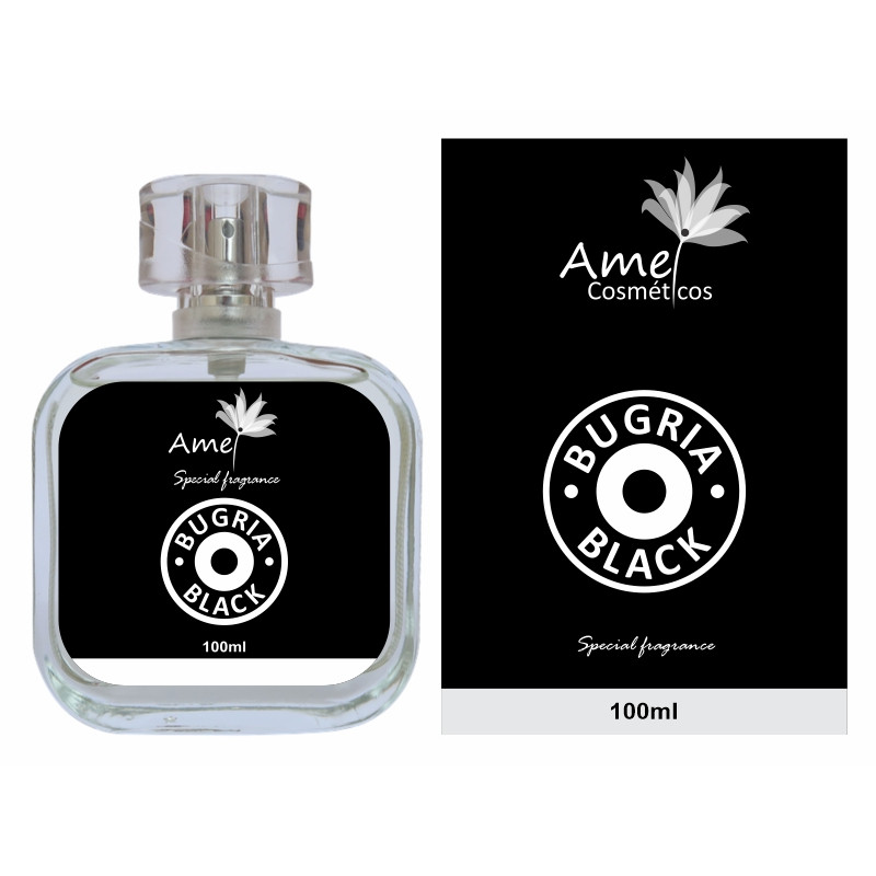 Perfume Bugria Black Masculino Amei Cosméticos Alta Fixação 33% de Essência Importada EDP