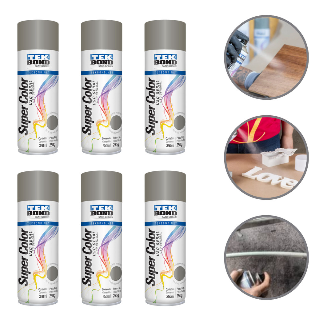 Kit 6 Tinta Spray 300ml Uso Geral Todas As Cores Automotivo