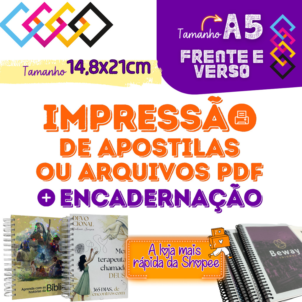 Impressão com encadernação personalizada Tamanho A5-14,8x21cm em Oferta na Shopee