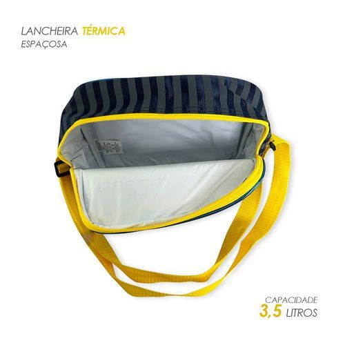 Kit Mochila Infantil Escolar Resistente Tubarão Amarela Conjunto 3 Peças Design Divertido