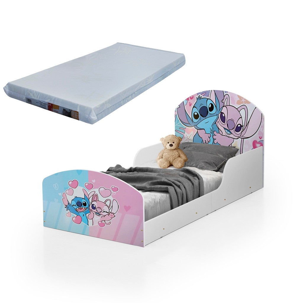 Cama Adesivada Infantil 100%Mdf Personagens Com Colchão Incluso -Stitch em Oferta na Shopee