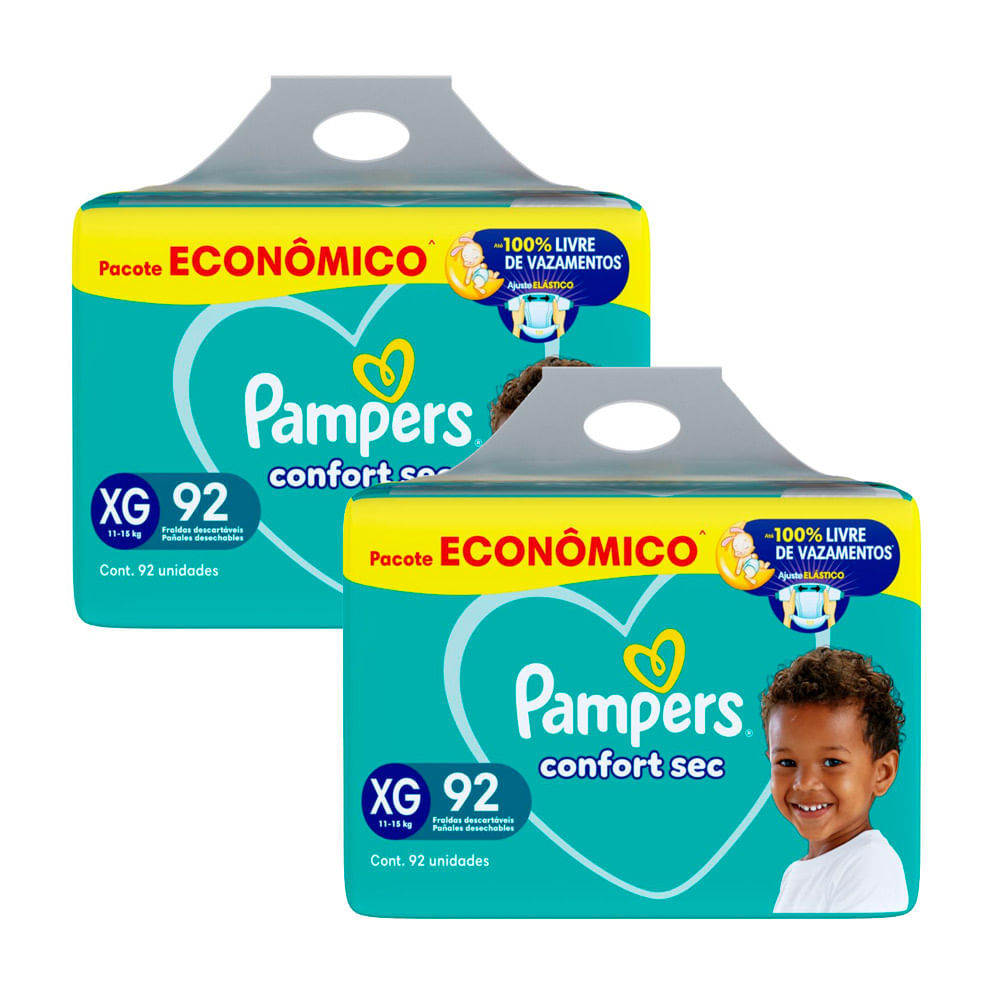 Kit 2 Fralda Pampers Confort Sec XG 92 Unidades