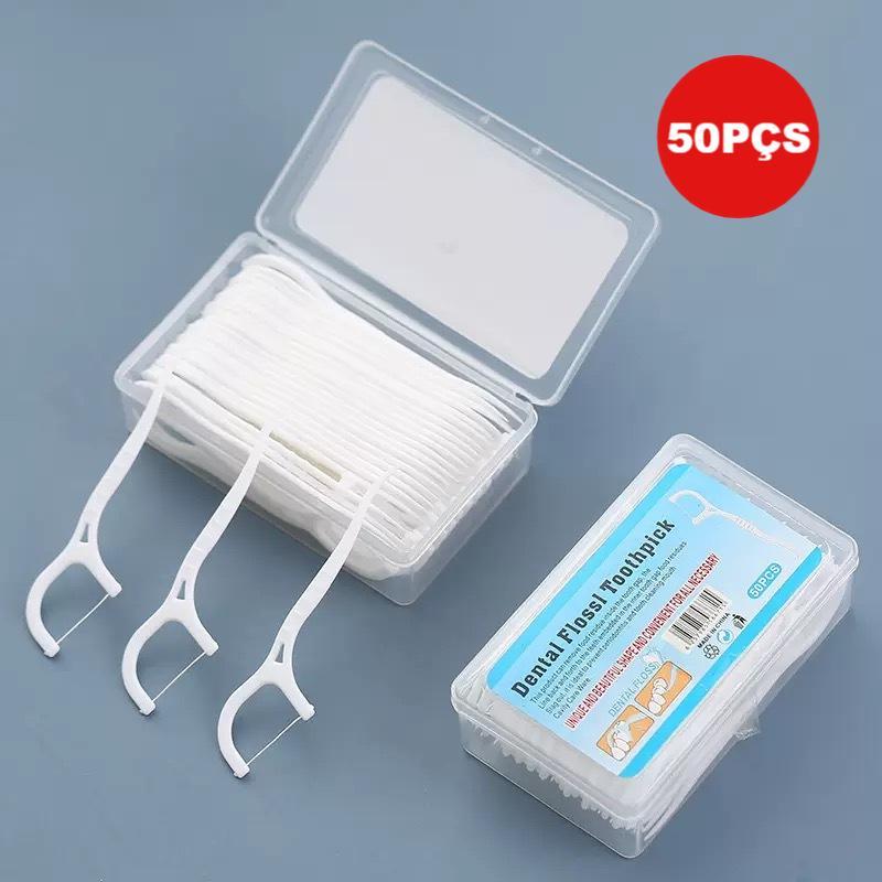 KIT 50 Unidades De Fio Dental Picks Palitos Dentes Vara Dente Escova De Limpeza Interdental Pick Oral Higiene Cuidado