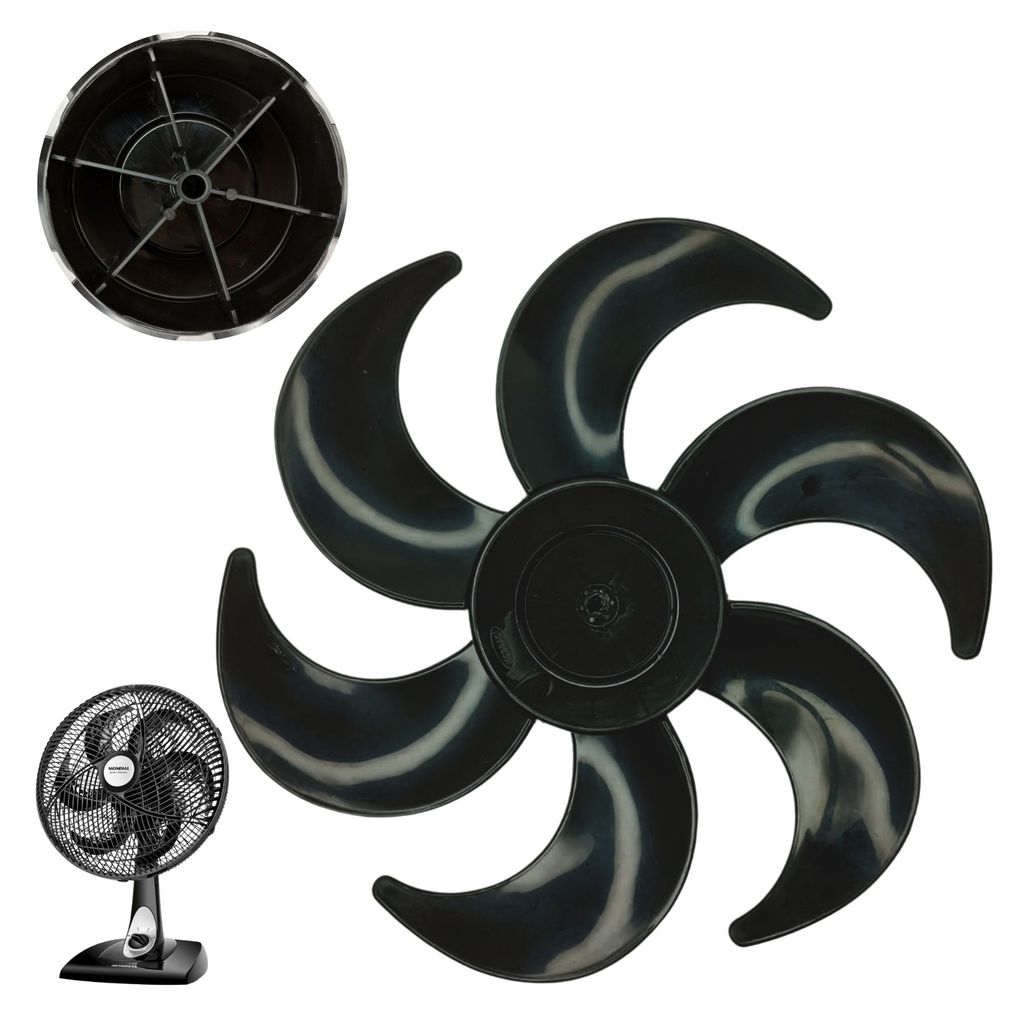 Hélice De Ventilador Mondial Preto 40cm Com 6 Pás Plástico Reforçado Resistente