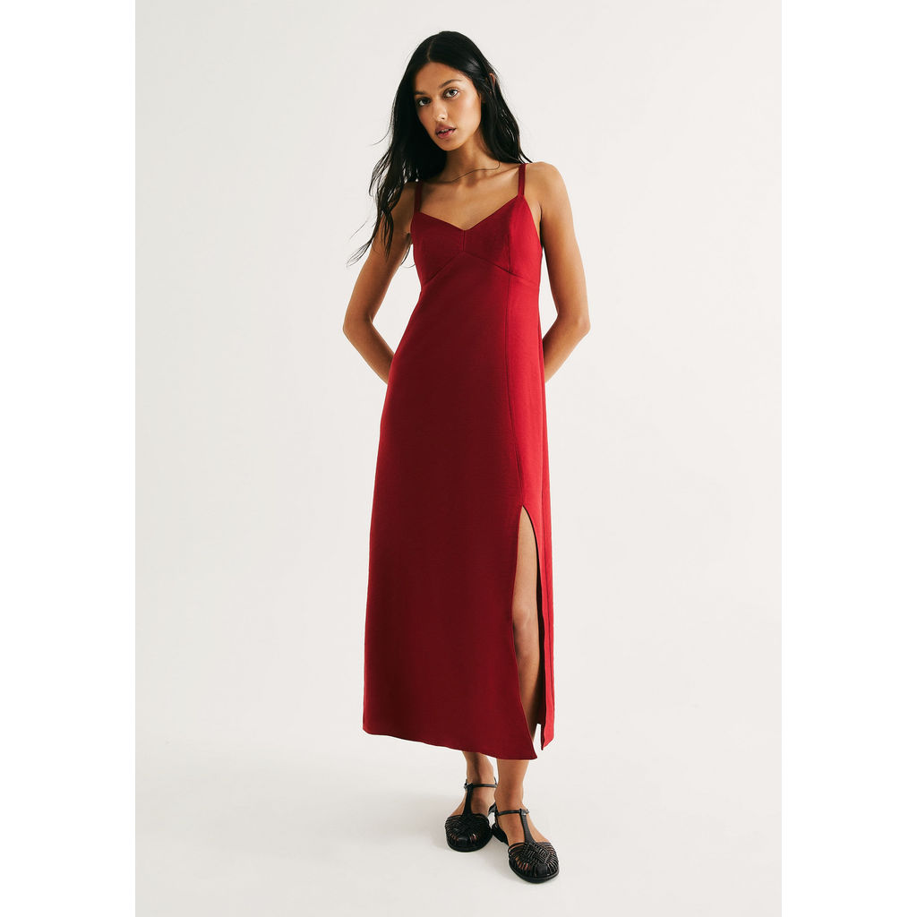 Vestido Midi Evasê Em Viscose em Oferta na Shopee