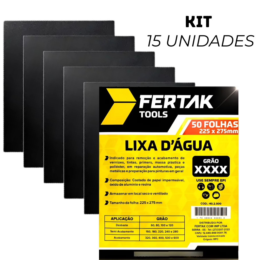 Kit Lixa D’Água Profissional Grãos 80-2000 2-15 Un Alta Performance Premium Profissional Superior