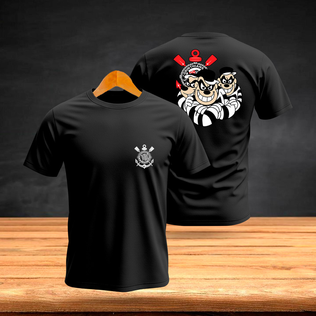 Camiseta Timão Futebol  Gola Redonda 100% Algodão Camisa Irmãos Metralha Time Gol  corinthias