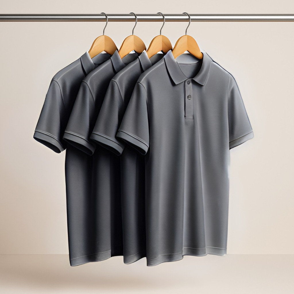 Kit5 Camisa Polo Lisa Piquet Masculino Basica Varias Cores