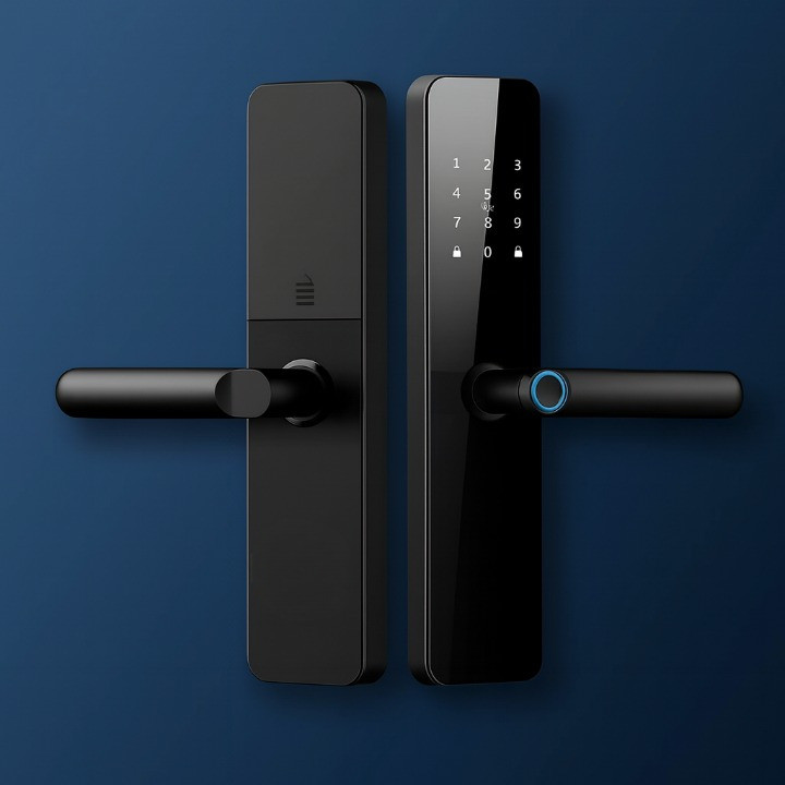 Fechadura Digital Inteligente 6 em 1 Biometria Senha Touch Senha Temporária App Tag de Acesso e Chave Mecânica