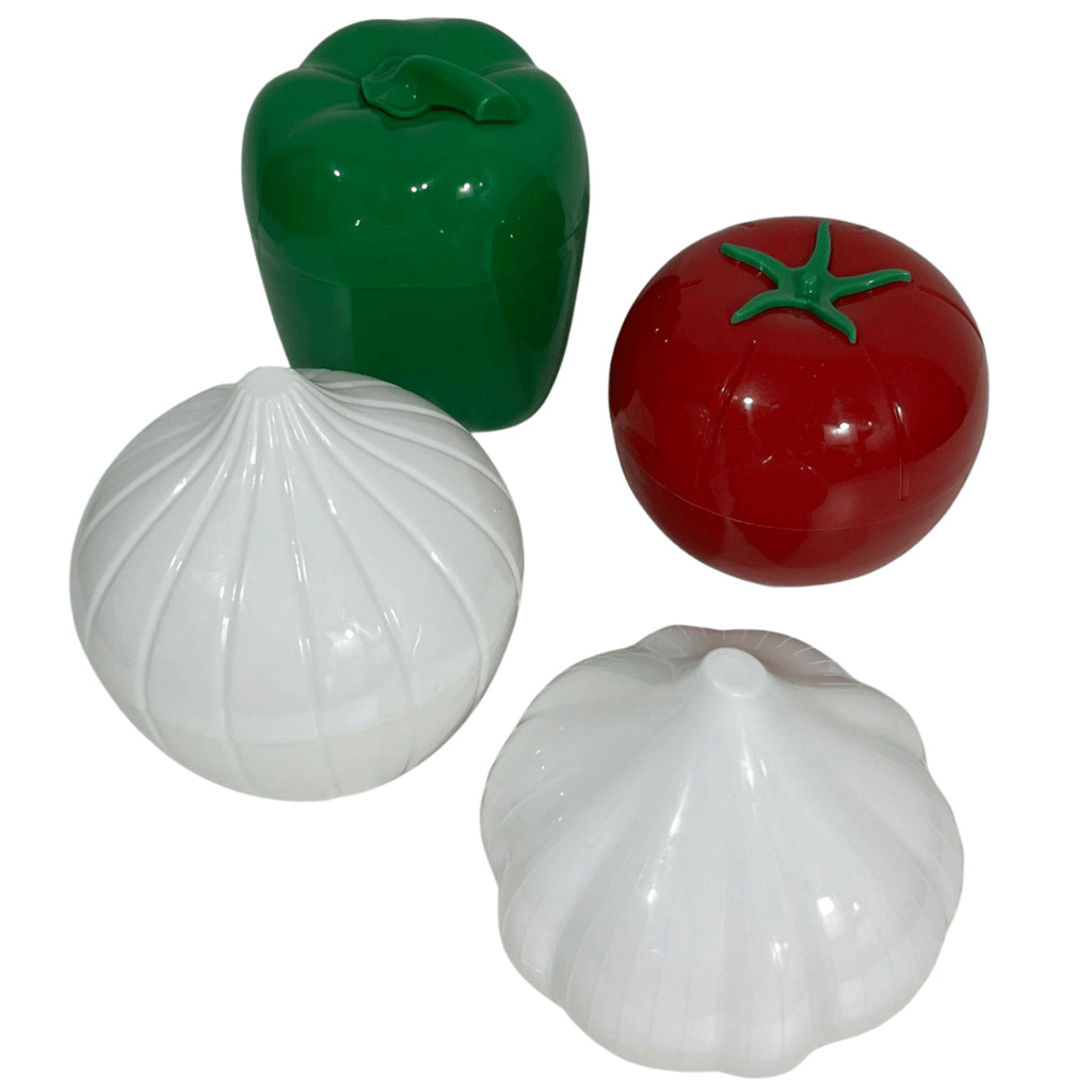 Kit Potes Geladeira Legumes Cebola Alho Tomate Pimentão