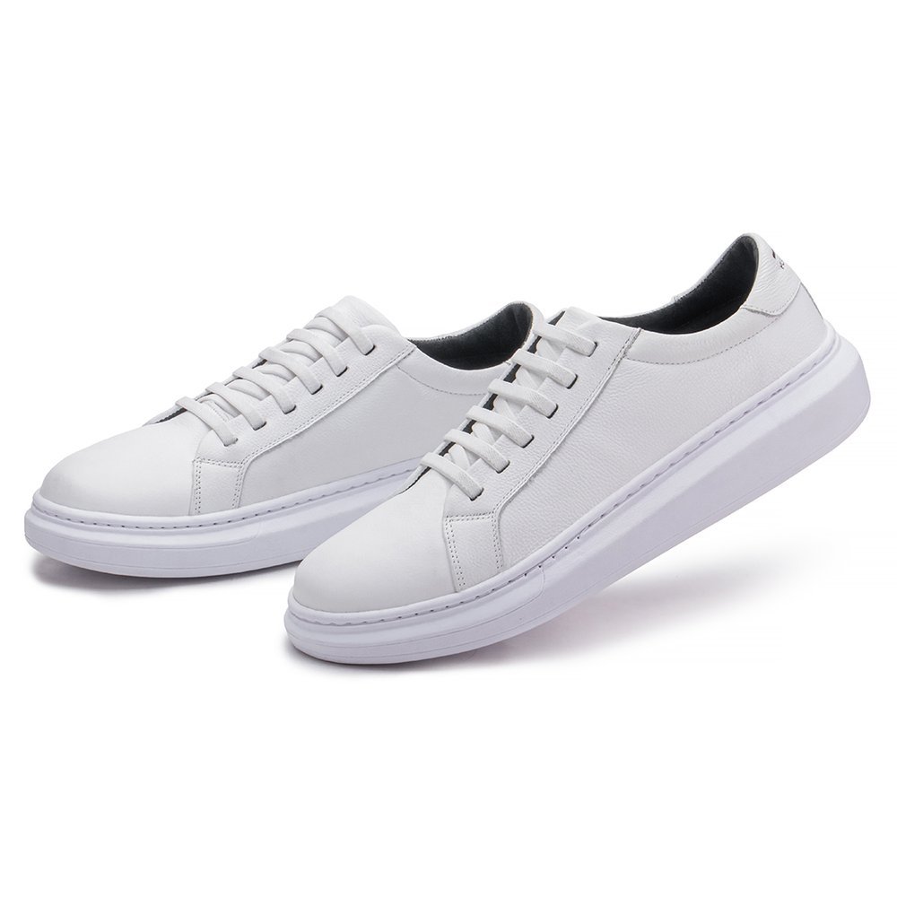 Tênis Kairós Casual Masculino Em Couro Branco Polo Urban