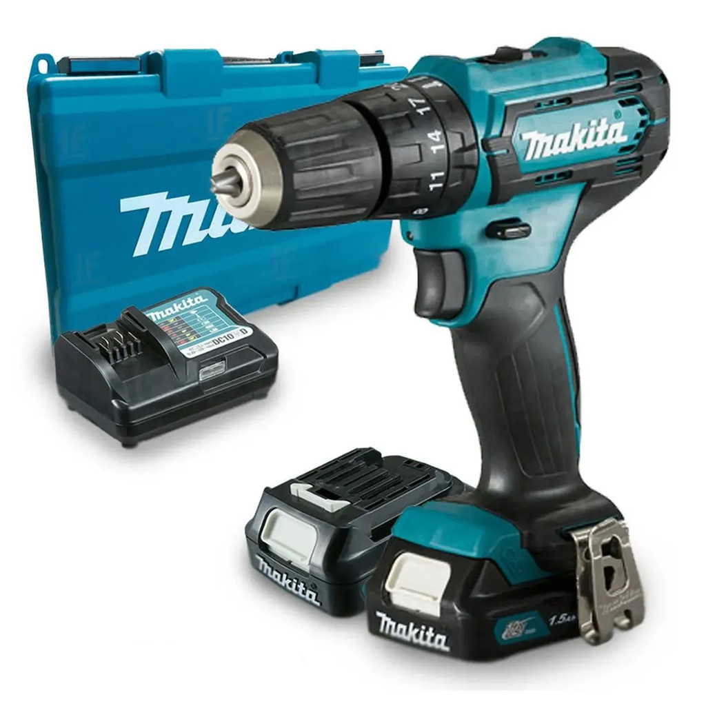 Parafusadeira/Furadeira de Impacto 3/8" com 2 Baterias 12V 1.5Ah, Carregador Bivolt e Maleta Plástica Makita HP333DWYE