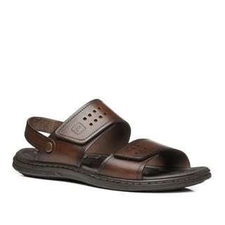 Sandália Masculino em Couro Pinhão casual -131288 Pegada