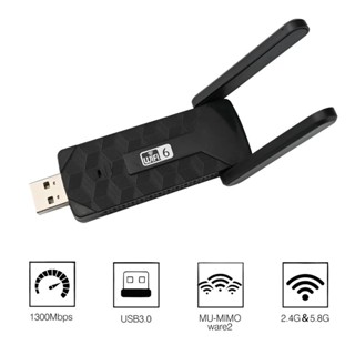 Adaptador Wi-Fi 6 USB 3.0 Dual Band 2.4G/5.8G 1300Mbps com Antenas alex em Oferta na Shopee