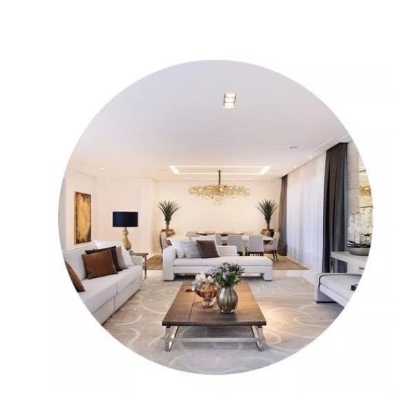 Espelho Redondo Moderno de  vidro  60 X 60CM   Lapidado SALA QUARTO ESCRITORIO em Oferta na Shopee