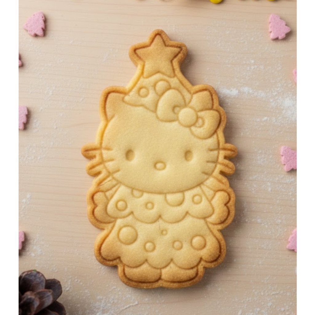 Hello Kitty Árvore de Natal Carimbo Cortador Marcador Biscoito para Pasta Americana Confeitaria Festa Decoração de Bolo