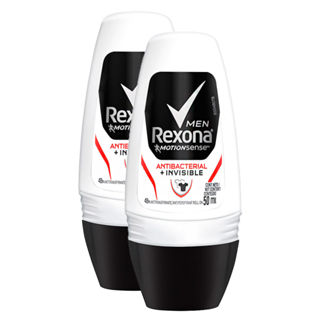 Kit 2 Desodorante Antitranspirante Rexona Men Antibacterial + Invisible Roll-on com 50ml em Oferta na Shopee