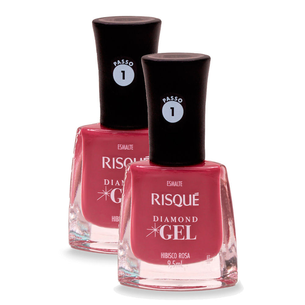 Kit 2 Esmalte Risqué Diamond Gel Cor Hibisco Rosa 9,5ml em Oferta na Shopee