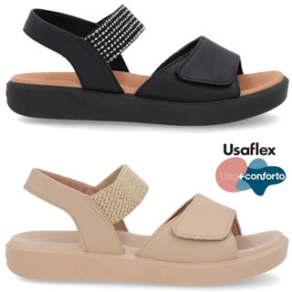 Sandália Usaflex Plataforma Couro Detalhe Metalizado em Oferta na Shopee