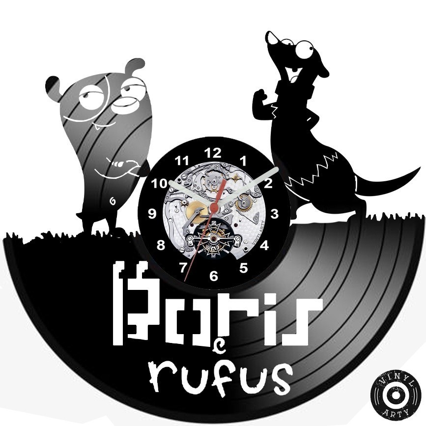 Relógio de parede Boris e Rufus - Real - cortado - Boris e Rufus Relógio Vinil LP Decoração Retrô Ar