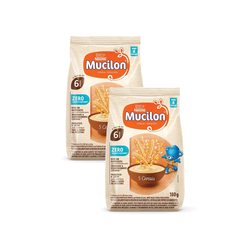 Kit 2 Cereal Infantil Mucilon Seleção da Natureza 5 Cereais com Quinoa 180g