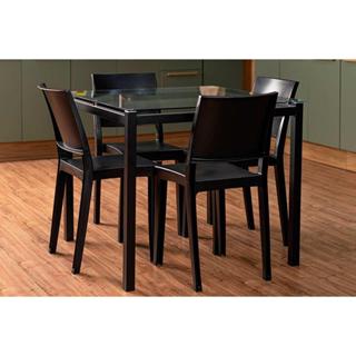 Sala de Jantar Completa Reno c/ Tampo de Vidro 90x90cm e 4 Cadeiras Hydra Plus Preto - Kappesberg em Oferta na Shopee