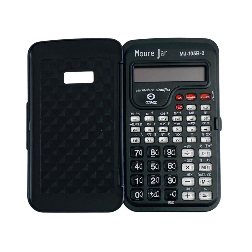 Calculadora Científica Pequena Com Capa Protetora MJ-105B Cor Preta