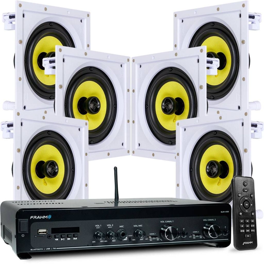 Kit Som Ambiente Bluetooth 4100 + 6 Caixas De Som Embutir
