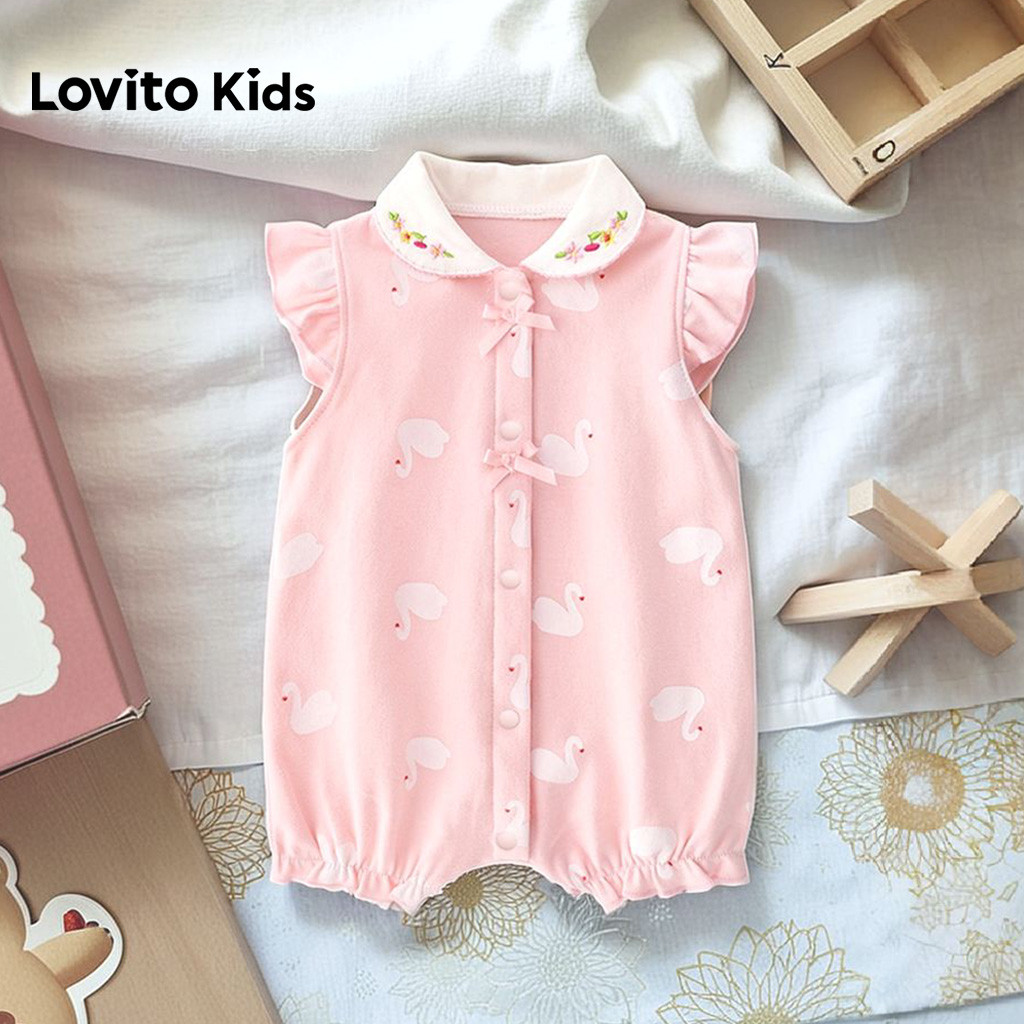 Lovito Body Infantil Fofo Colorblock Botão Frontal Primavera/Verão Body Rosa Para Bebê LNL106187 em Oferta na Shopee