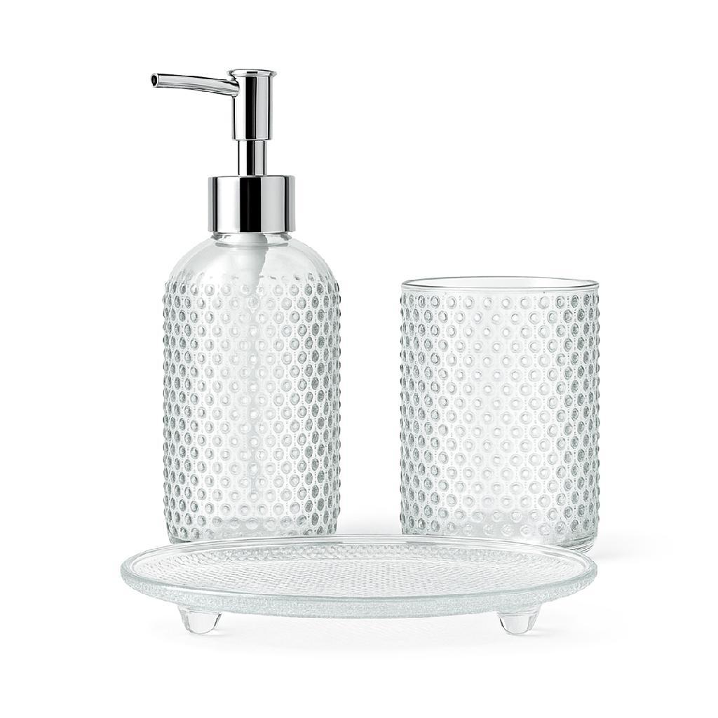 Conjunto Banheiro Lavabo pia Vidro decoração enfeite sabão Dispenser sabonete Difusor prateado